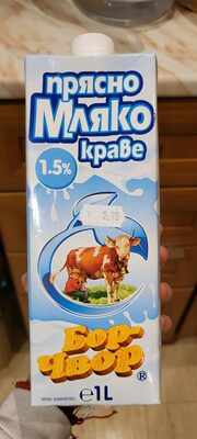 БОР ЧВОР - Прясно мляко УХТ 1.5 процента 1 л. /12/52/624