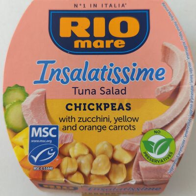 Консерви Rio Mare - Салати /Insalatissime/ с Риба тон - Нахут, тиквички, жълти и оранжеви моркови 160 гр /36/